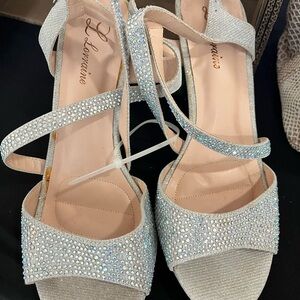 Lauren Lorraine Silver Crystal Embellished Heels